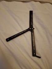 Steel Butterfly Training Tool - Unsharpened Comb Toy for Practice - Black Metal.