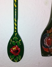 Vintage Rosemaling Norwegian Folk Art Hand Painted Spoon & Canal Ware Bargeware