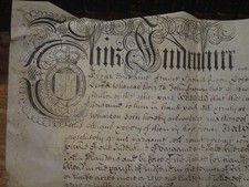 (E) 1709 Vellum indenture for land called Ranindy? Mead, Parish of Enfield,