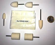 50g CERIUM OXIDE AND FELT POLISHING BOBS FOR GLASS POLISHING ~GLASS POLISHING