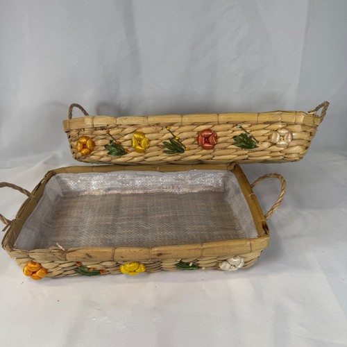 Vintage woven straw nesting - vintage,