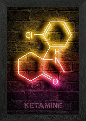Ketamine neon molecule - , framed