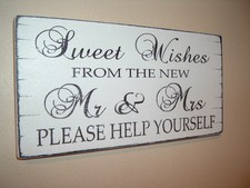 Wedding Rustic Sweet Table Sign Sweet Wishes Mr & Mrs Candy Bar Candy Cart Sign