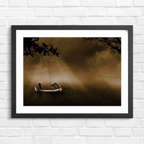Foggy lake boat - foggy,