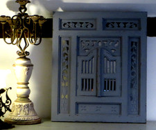 A FABULOUS VINTAGE FRENCH ARTISAN CRAFTED WOODEN WALL MIRROR ~ CARVED DOORS