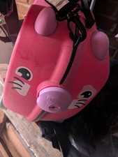 Trunkie Kids' Suitcase Ride-On with Strap and Key Lock Pink Animal Design Girls