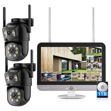 16Ch 8MP NVR 12'' Monitor 8MP Wireless Security Camera System Color Night Vision