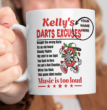 personalised Darts Excuses Mug, Music Is Too Loud Funny Gift for Darts Players