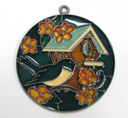 Vtg sun catcher floral bird - vtg,
