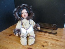 Knightsbridge Collection Porcelain Doll -Eskimo With Sleigh