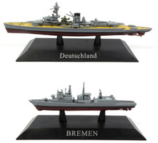 Set of 2 Warships 1:1250 WW1 + WW2 Diecast Military Model Boat Battleship WSL27