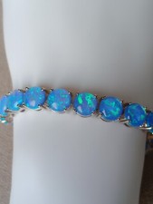 Gold Blue Opal Tennis Bracelet