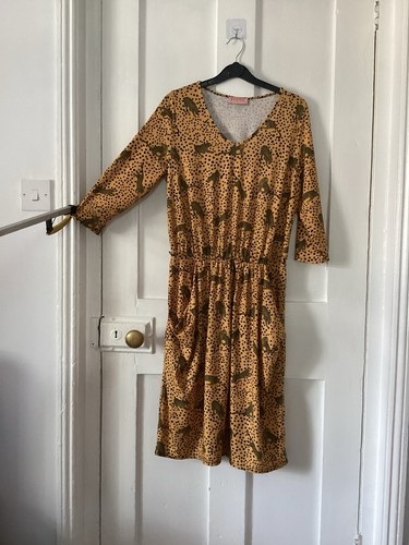 Ladies dress mustard with - ladies,