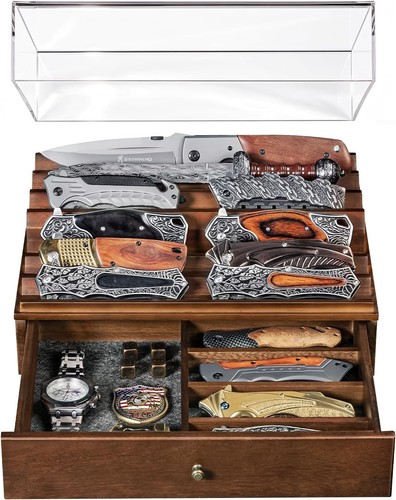 Wooden knife display case with - wooden,