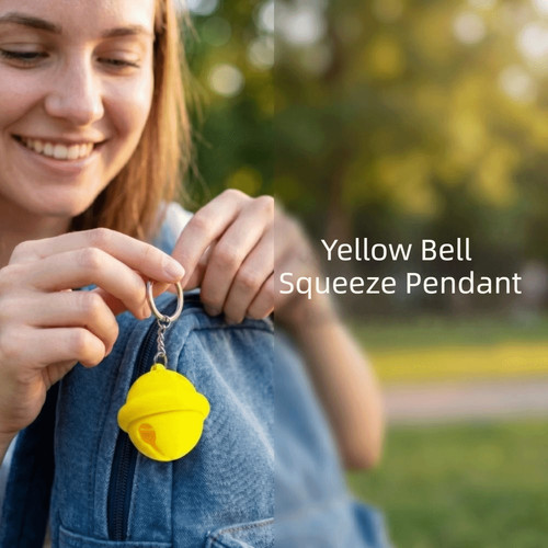 Yellow bell pendant - yellow, keychain