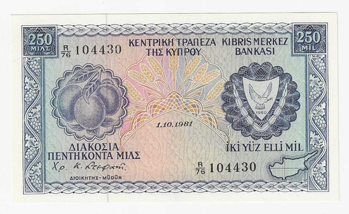 Cyprus 250 mils 1981 banknote - cyprus,