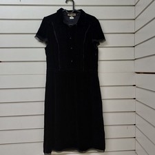 Jigsaw Women's Collared Neck Midi Length Short Sleeve Velvet Dress Size UK 14