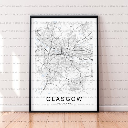 Glasgow map poster print - glasgow,