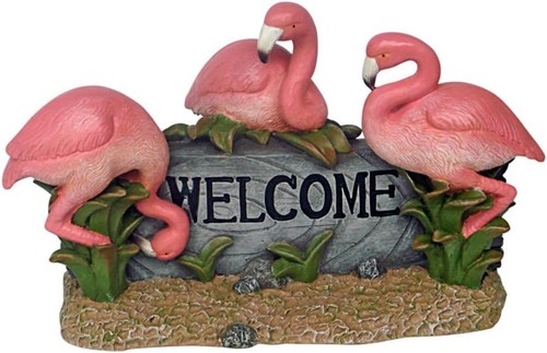 Pink flamingo welcome - pink,