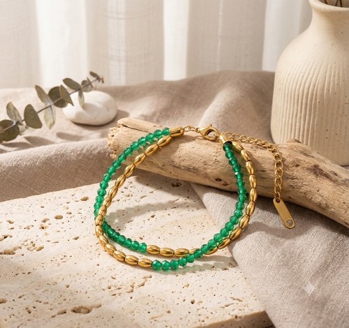 Boho gemstone bracelet gold - boho,