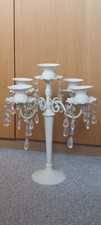 Shabby Chic Decorative Cream Crystal Candelabra Table Centrepiece Candle Holder