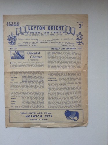 1955 leyton orient v - ,