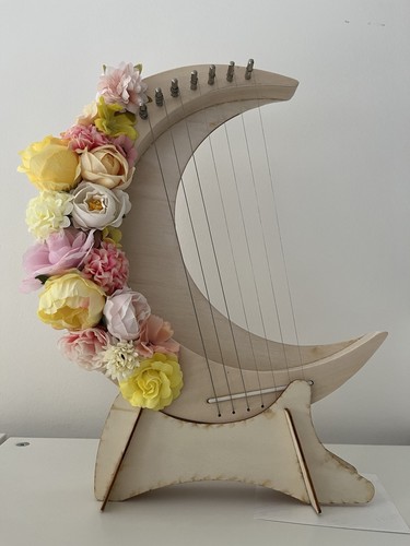 Floral crescent lyre harp - harp, 7