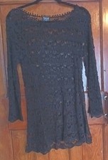 Frock Me Long Sleeved Black Lace/Crochet Dress Size S/M 