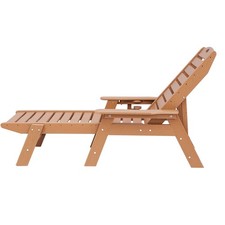 Outdoor Chaise Lounge Chair 6-Position Reclining Patio Bench Lounger Brown