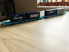 Dapol OO Gauge Twin Megafret Container Wagons With 4 Container's 