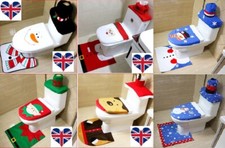 UK Stock Christmas Xmas Santa Snowman Elves Reindeer Toilet Cover Rug Carpet 