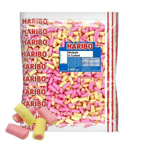 Haribo rhubarb custard 3kg - rhubarb,