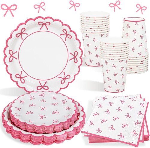 Pink bow birthday decorations - pink,