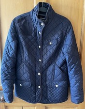 Women Joules Calverley Jacket UK 14 Navy Blue Quilted Padded Coat Walking Riding