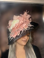 Black Pink & Cream Wide Brim
