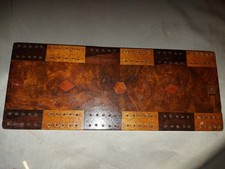 Antique  Inlaid Wooden Cribbage Board