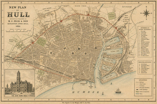 161 hull yorkshire map - hull, 1882