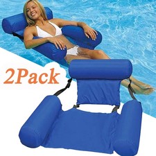2pcs Inflatable Pool Chair Lounger Float Seat – Foldable Water Bed Hammock 