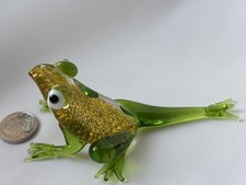 Vintage Lampwork  Art Glass Cute Green Frog