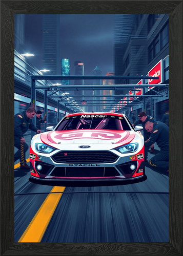 Nascar stock car pit - pit, framed