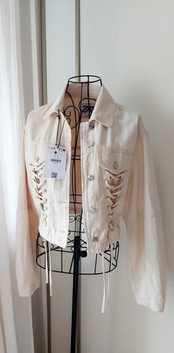 Bershka light cream denim crop - cream,