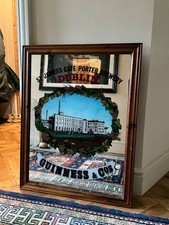 Large Vintage Guinness Pub Mirror Wooden Frame