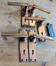 Art Deco  Copper Lever Door Handle  - Key Hole x 5