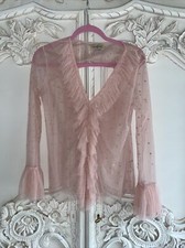 Pink Lace & Beads Wendy Gray Style Blouse Size 8