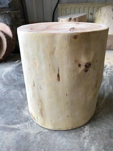 Solid wooden log stool - wooden, side