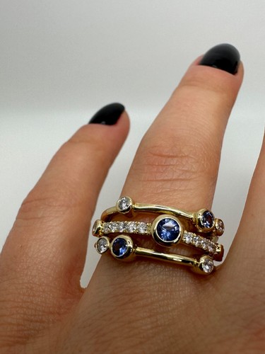 9ct yellow gold - gold, blue