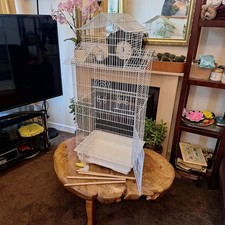 Large  White Metal Bird cage - Budgies Canaries Finches etc. Superb Condition