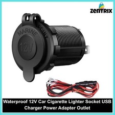 Waterproof 12V Car Cigarette Lighter Socket USB Charger Power Adapter Outlet