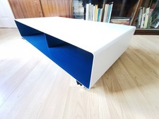 Muller Lowboard R 200 Modern Metal Coffee Table - Transparent Casters - TV Unit