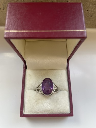 Silver ring with amethyst - silver,
